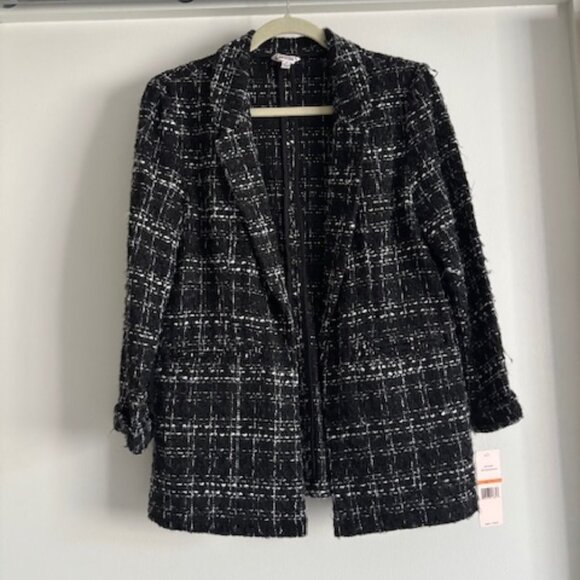 NWT Nanette Lepore Tweed Open Front Blazer In Very Black - size samall - Picture 2 of 8